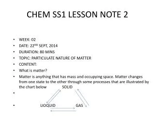 CHEM SS1 LESSON NOTE 2