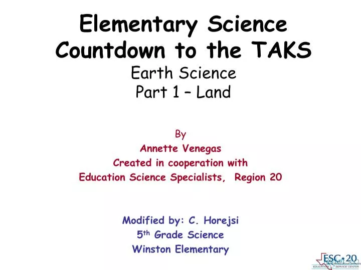 elementary science countdown to the taks earth science part 1 land