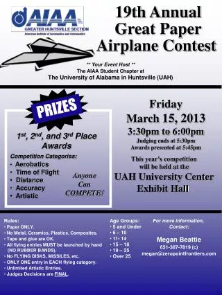 19th Annual Great Paper Airplane Contest