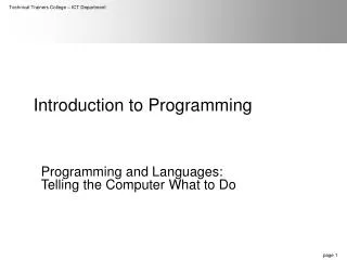 Introduction to Programming