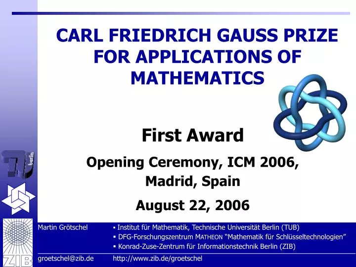 carl friedrich gauss prize for applications of mathematics