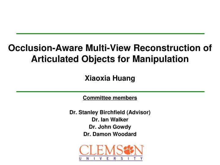 occlusion aware multi view reconstruction of articulated objects for manipulation