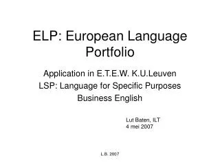 ELP: European Language Portfolio