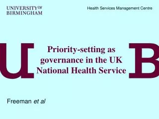 Priority-setting as governance in the UK National Health Service