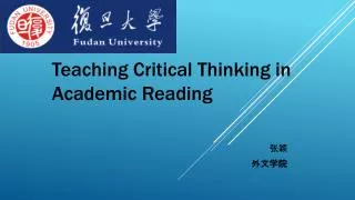 Teaching Critical Thinking in Academic Reading