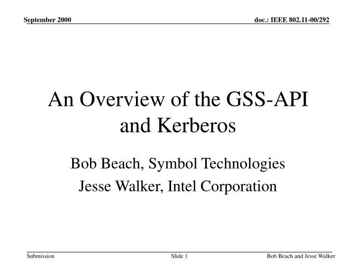an overview of the gss api and kerberos