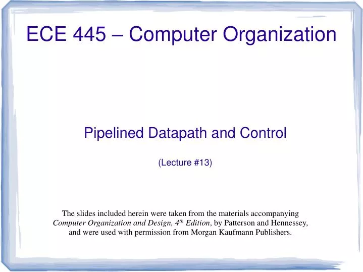 pipelined datapath and control lecture 13