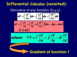 Derivative of any function f(x,y,z) :