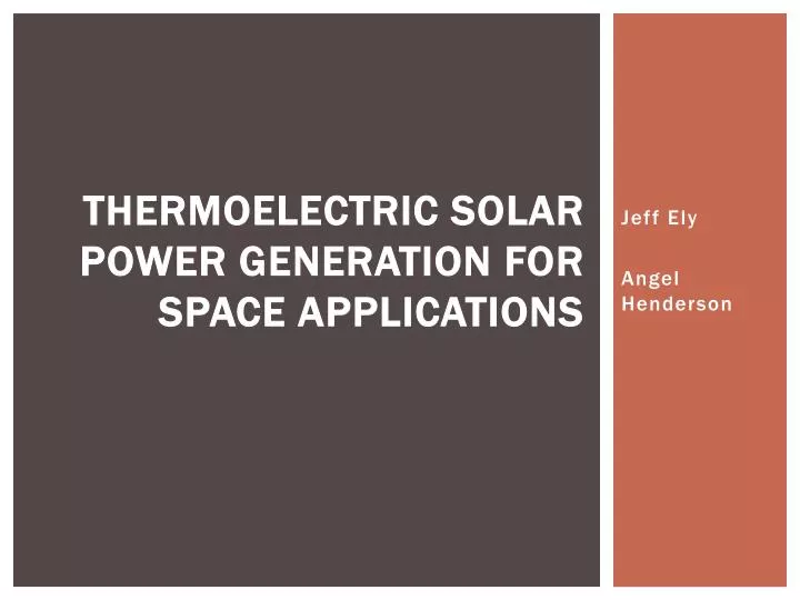 thermoelectric solar power generation for space applications