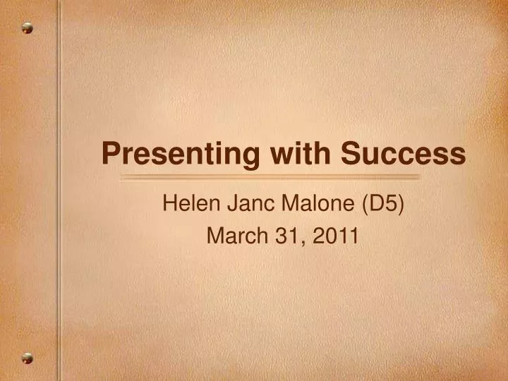 presenting with success
