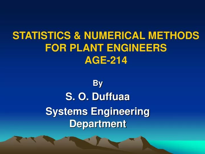 statistics numerical methods for plant engineers age 214
