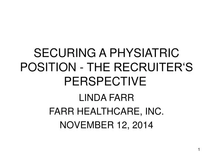 securing a physiatric position the recruiter s perspective