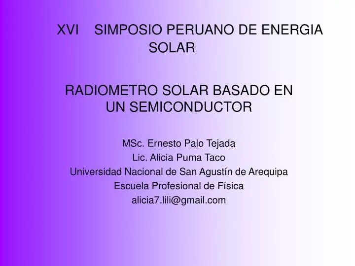 xvi simposio peruano de energia solar
