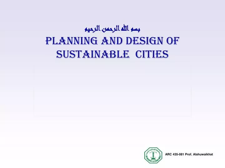 planning and design of sustainable cities