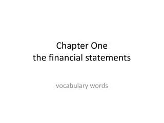 Chapter One the financial statements