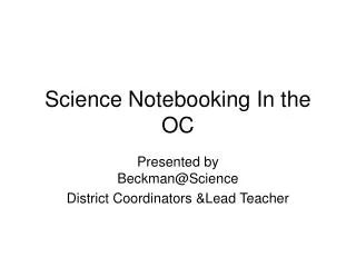 Science Notebooking In the OC