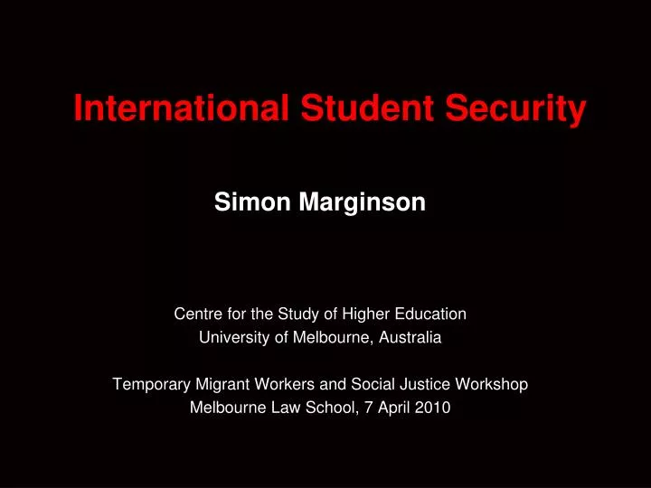 international student security