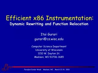 Efficient x86 Instrumentation :