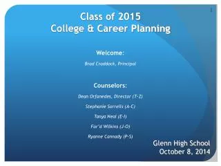 Class of 2015 College &amp; Career Planning
