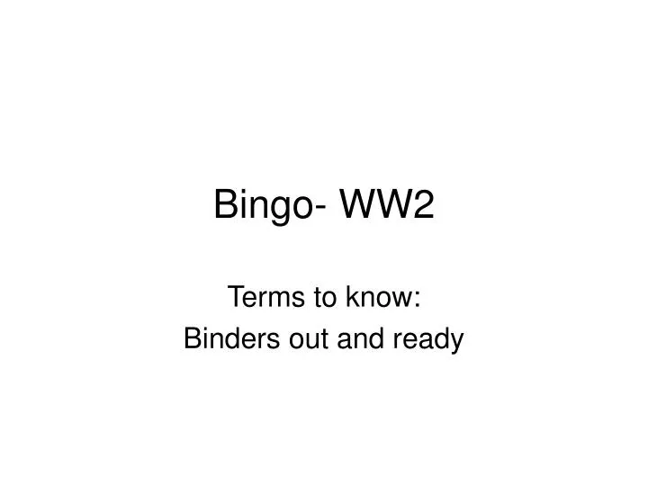 bingo ww2