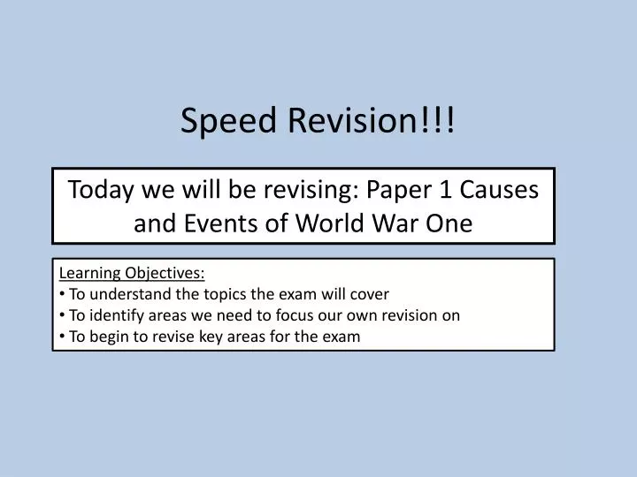 speed revision