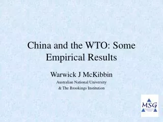 china and the wto some empirical results