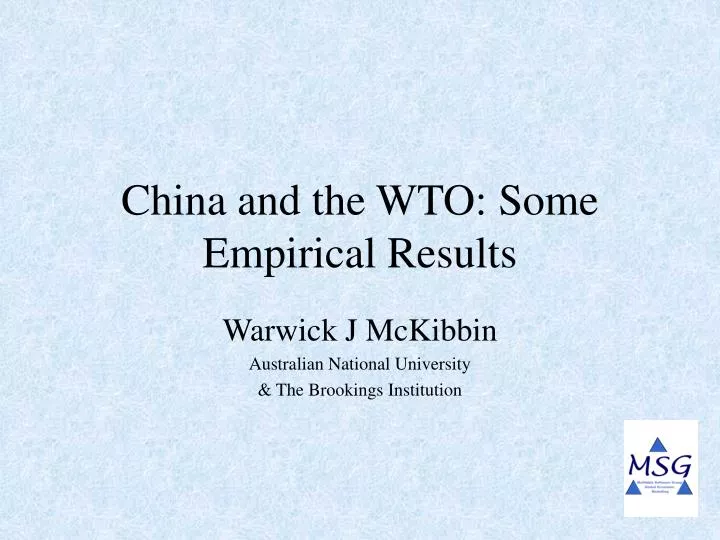 china and the wto some empirical results