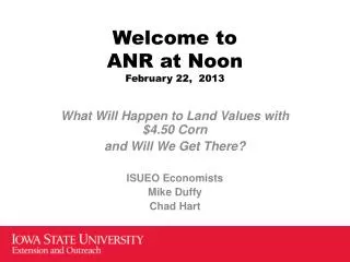Welcome to ANR at Noon February 22, 2013