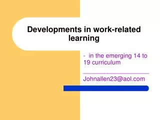 Developments in work-related learning