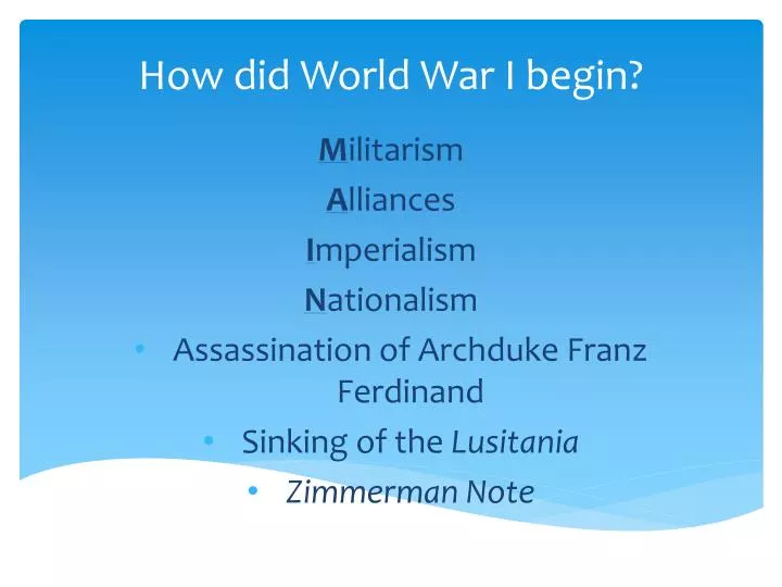 how did world war i begin
