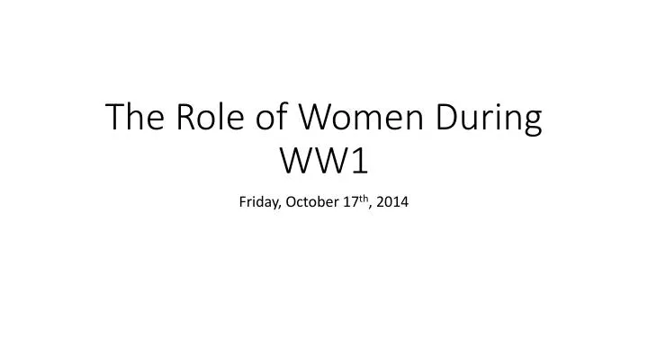 the role of women during ww1