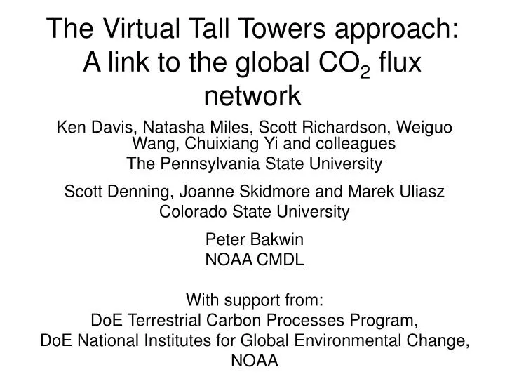 the virtual tall towers approach a link to the global co 2 flux network