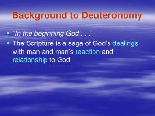 Background to Deuteronomy