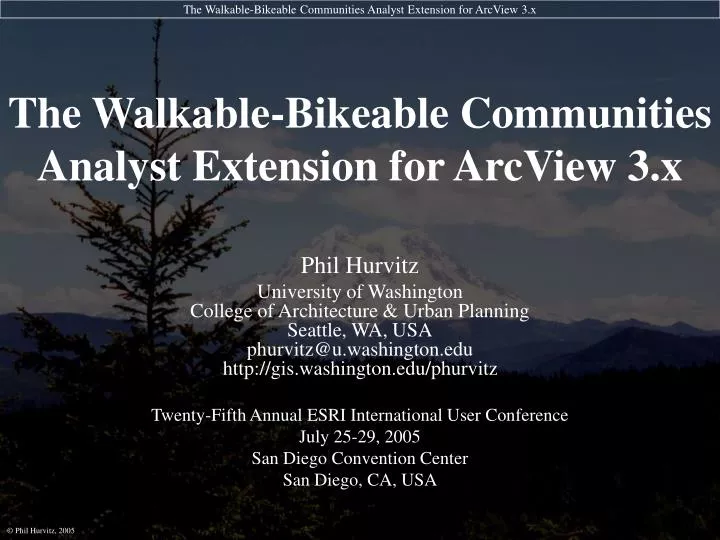 the walkable bikeable communities analyst extension for arcview 3 x