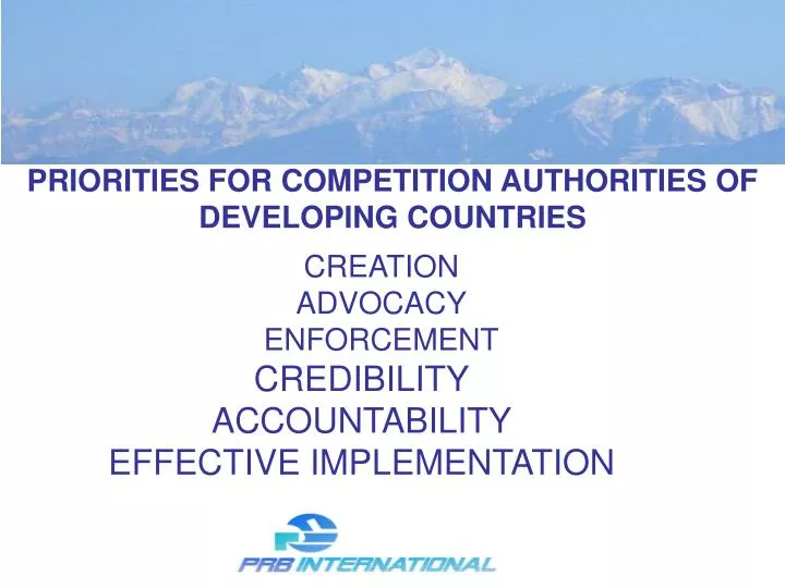 priorities for competition authorities of developing countries