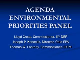 AGENDA ENVIRONMENTAL PRIORITIES PANEL