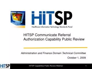 HITSP Communicate Referral Authorization Capability Public Review