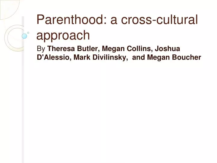 parenthood a cross cultural approach