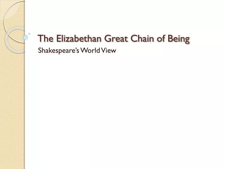 the elizabethan great chain of being