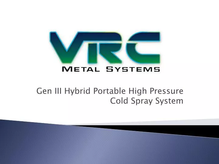 gen iii hybrid portable high pressure cold spray system