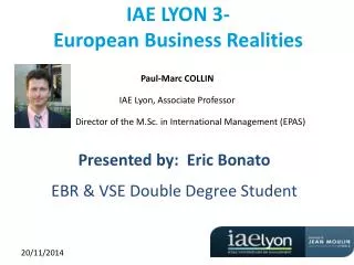 IAE LYON 3- European Business Realities