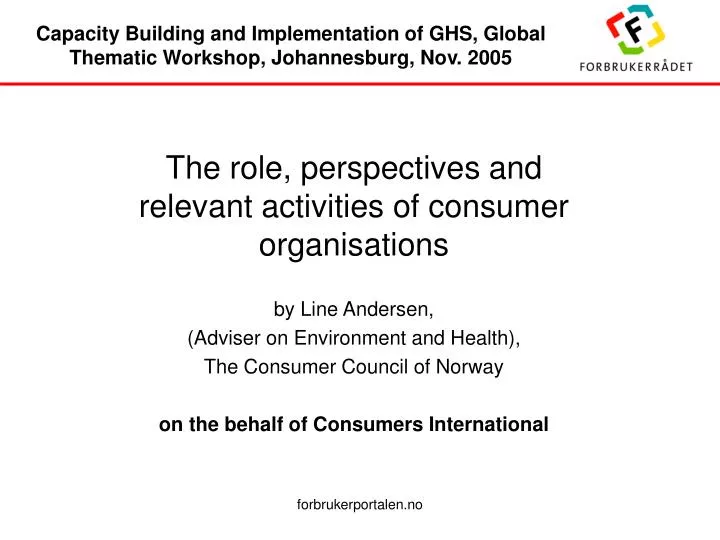 capacity building and implementation of ghs global thematic workshop johannesburg nov 2005