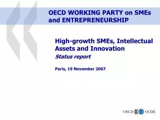 OECD WORKING PARTY on SMEs and ENTREPRENEURSHIP