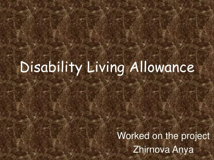 disability living allowance