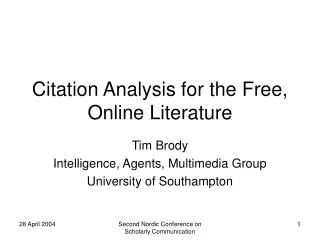 Citation Analysis for the Free, Online Literature
