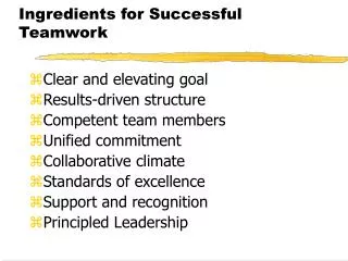 ingredients for successful teamwork