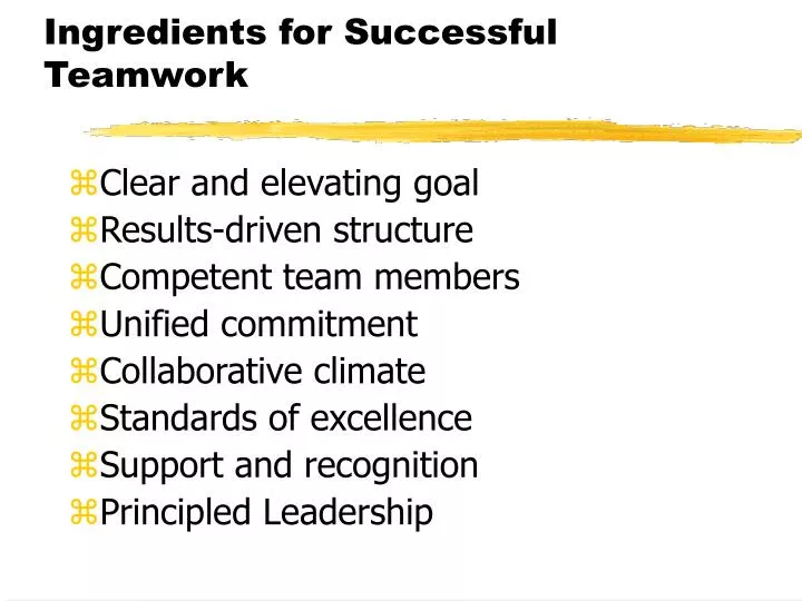 ingredients for successful teamwork