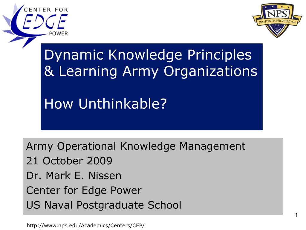 PPT - Dynamic Knowledge Principles & Learning Army Organizations How ...