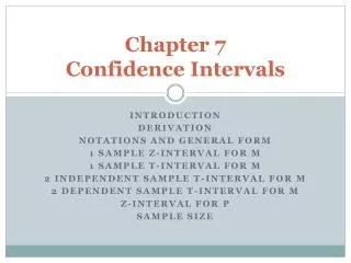 Chapter 7 Confidence Intervals