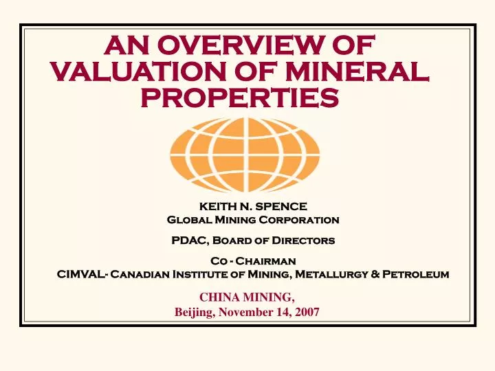 an overview of valuation of mineral properties